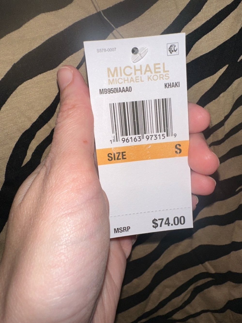Michael Kors MK Beige and Black Zebra Tiger Stripe Long Sleeve Top Small S NWT - Picture 7 of 7